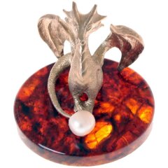 Подарочная фигурка «Дракон с жемчужиной» на янтаре — как символ Нового 2024 года