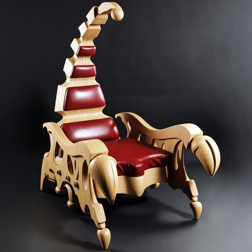 Светлое дизайнерское кресло «Скорпион» из массива ценных пород дерева