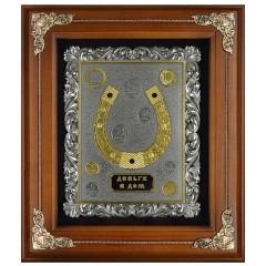 Большая ключница подкова с монетами «Деньги в дом» — талисман удачи для интерьера дома