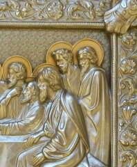 Картина гравюра «Тайная вечеря» (золото)