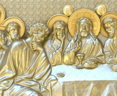 Картина гравюра «Тайная вечеря» (золото)