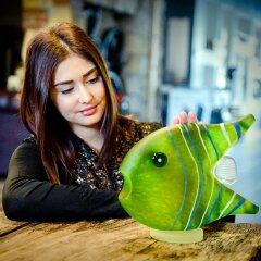 Декоративное пресс-папье из художественного стекла «Рыбка зелёная»