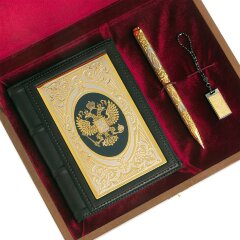 Подарочный набор «Держава» (блокнот, ручка шариковая, флешка)