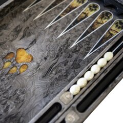 Малые нарды «Волк» из карельской берёзы и янтаря