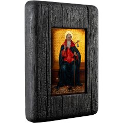 Рукописная икона «Святой Антонио Аббат» с художественной росписью