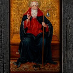 Рукописная икона «Святой Антонио Аббат» с художественной росписью