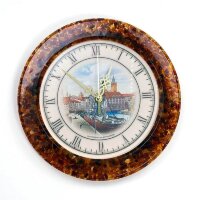 Круглые настенные часы из янтаря «Кенигсберг» для кабинета