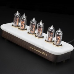 Ламповые часы «Каррарский мрамор» из дерева венге (индикаторные лампы)