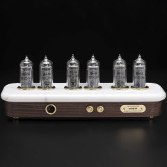 Ламповые часы «Каррарский мрамор» из дерева венге (индикаторные лампы)