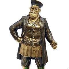 Сувенирная композиция «Купец с сундуком» на малахите