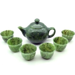 Набор для чая «Нефрит» в комплекте чайник с чашками из натурального камня