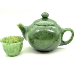 Набор для чая «Нефрит» в комплекте чайник с чашками из натурального камня