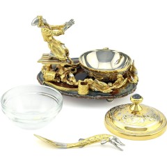 Златоустовская икорница на агате «Емеля» в каталоге столовых приборов для праздничного стола