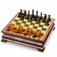 Эксклюзивный шахматный ларец «Классик» и янтаря с фигурами