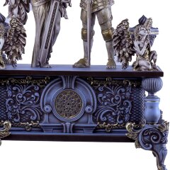 Каминные резные часы «Ангел и Рыцарь» из массива дерева