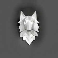 Настенный декор для интерьера «Волк» белого цвета (3D)