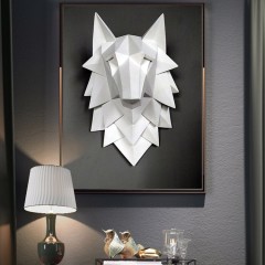 Настенный декор для интерьера «Волк» белого цвета (3D)