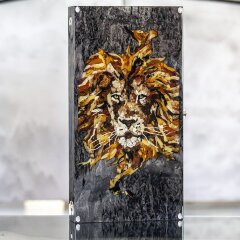 Малые нарды «Лев» из карельской берёзы и янтаря