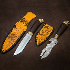 Походный набор для пикника «Тигр» в кожаном футляре