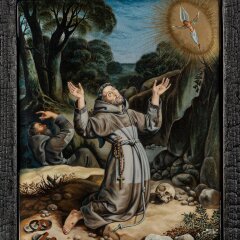 Рукописная икона «Святой Франческо Ассизский» с художественной росписью