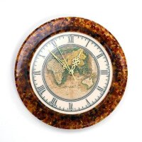 Круглые настенные часы из янтаря «Карта» для кабинета