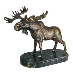 Бронзовая статуэтка «Лось» на камне в подарок охотнику