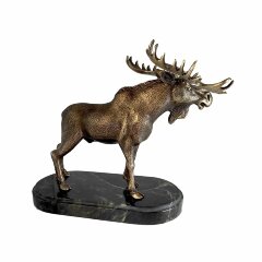 Бронзовая статуэтка «Лось» на камне в подарок охотнику
