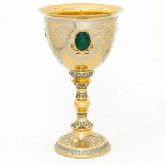 Наградной позолоченный кубок для вина «Малахит» в подарок руководителю