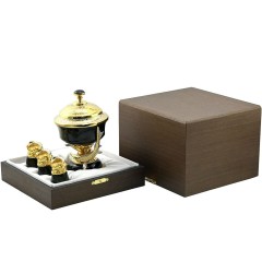 Набор для водки с икорницей «Осетровые» и тремя нефритовыми стопками в подарок мужчине