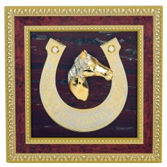 Настенное панно с лошадкой «Подкова на удачу» из натурального камня яшма