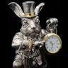 Интерьерная фигурка «Белый кролик» с часами в подарок к Новому году