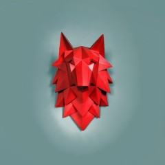 Настенный декор для интерьера «Волк» красного цвета (3D)