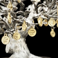 Сувенирная композиция «Денежное дерево» с позолоченными монетами