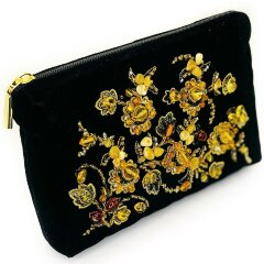 Бархатная косметичка из янтаря и бисера «Весна»