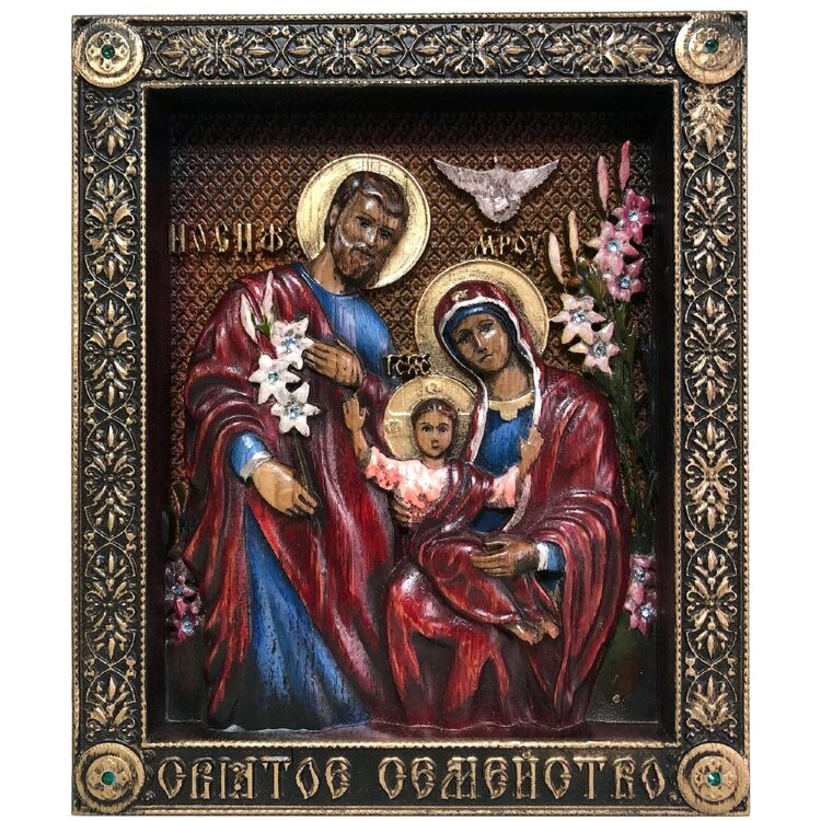 Большая резная икона «Святое семейство»