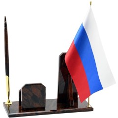 Письменный прибор часы «Подполковник» с флагом России в подарок военному