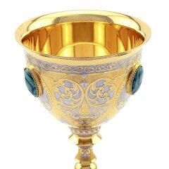 Наградной позолоченный кубок для вина «Малахитовый» в подарок начальнику