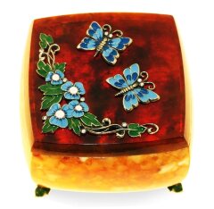 Шкатулка из янтаря «Бабочки»