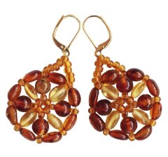 Серьги из янтаря «Ночной цветок»