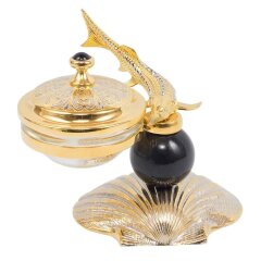 Позолоченная икорница «Стерлядка на ракушке» (долерит)