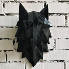 Настенный декор для интерьера «Волк» чёрного цвета (3D)