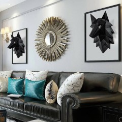 Настенный декор для интерьера «Волк» чёрного цвета (3D)