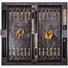 Малые нарды «Сокол» из карельской берёзы и янтаря