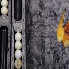 Малые нарды «Сокол» из карельской берёзы и янтаря