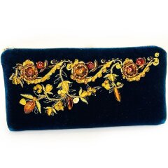 Бархатная косметичка из янтаря и бисера «Осень»