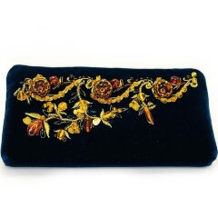 Бархатная косметичка из янтаря и бисера «Осень»