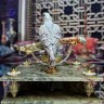 Сувенирный нож на подставке «СОКОЛ» украшенный ювелирной инкрустацией с позолоченным декором