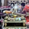 Сувенирный нож на подставке «СОКОЛ» украшенный ювелирной инкрустацией с позолоченным декором