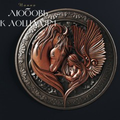 Деревянное панно медальон «Любовь к лошадям» для стильного интерьера дома