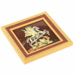 Настенное панно в багете «Георгий Победоносец» (яшма)